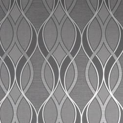 Sublime Ribbon Geo Charcoal Wallpaper