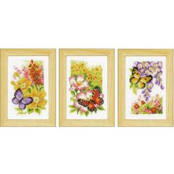 Vervaco Counted Cross Stitch: Butterflies and Flowers (Set of 3) NA, 8 x 12cm