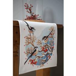 Vervaco Counted Cross Stitch Kit: Runner: Long-Tailed Tits & Red Berries, NA, 32 x 84cm