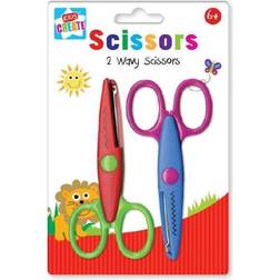 Childrens Arts And Crafts 2 Pack Of Patterned Wavy Zigzag Scissors