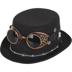 Bristol Novelty Unisex Adults Steampunk Top Hat And Goggles (One Size) (Black/Bronze)