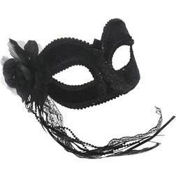 Bristol Novelty Black Velvet Flower Eye Mask (One Size) (Black)