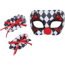 Bristol Novelty Unisex Adults Clown Mask And Cuff Set (One Size) (Black/White/Red)