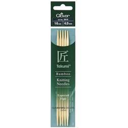 Clover CL3819 Takumi Bamboo: Knitting Pins: Double Ended: Sets of Five: 16cm x 4.00mm, Wood