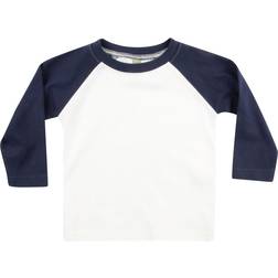 Larkwood Baby's Long Sleeved Baseball T-shirt - White/Navy