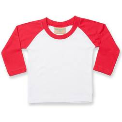 Larkwood Baby's Long Sleeved Baseball T-shirt - White/Red