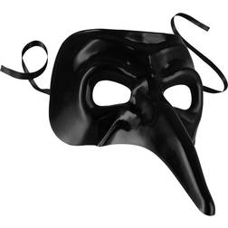 tectake Venetian Mask with Long Nose Black