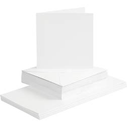 Creativ Company Cards and envelopes, card size 15x15 cm, envelope size 16x16 cm, 120 240 g, white, 50 set/ 1 pack