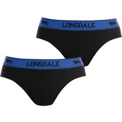 Lonsdale Elastic Waist Cotton Blend Men's Brief 2-pack - Black/Brt Blue