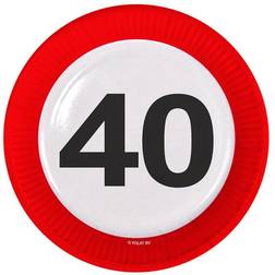 Folat 40th Birthday Traffic Sign Paper Plates 8 pieces