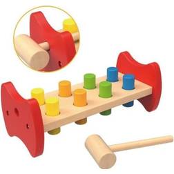 Tooky Toy Bultbräda i trä med hammare leksak för barn