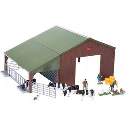 Britains 1:32 Animal Farm Building Playset Collectable Farm Animals for Toddlers Farm Set with Animal Toys Including Giant Barn, Cows, Chickens, Farming Family & Sheepdog Children from 3 Years Old, Multicoloured, 43139