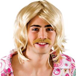 Wicked Costumes Mens Gameshow Guy Wig & Tash Outfit Accessory for Fancy Dress Mans Male