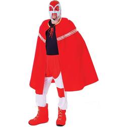 Bristol Novelty Mens Wrestler Costume And Mask (One Size) (Red/White)