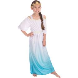 Bristol Novelty Childrens/Girls Roman Goddess Costume (L) (White/Blue/Gold)