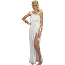 Bristol Novelty Womens/Ladies Pleated Material Goddess Costume (One Size) (White/Gold)