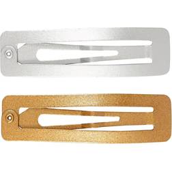 Creativ Company Hair Slide, L: 58 mm, W: 16 mm, gold, silver, 4 pc/ 1 pack