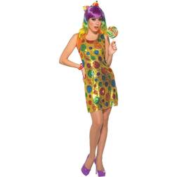Bristol Novelty Womens/Ladies Clown Polka Dot Sequin Dress (10-14 UK) (Gold/Multicoloured)