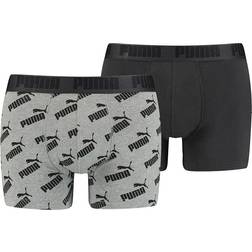 Puma Men's Logo All-Over-Print Boxer Shorts 2-pack - Dark Grey Melange/Black