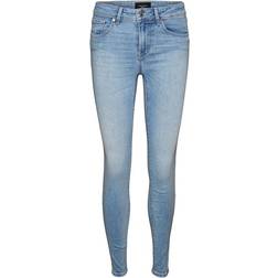 Vero Moda Lux Mr Normal High Slim Fit Jeans - Blue/Blue Light Denim