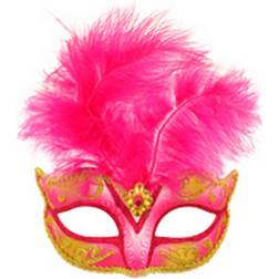 Henbrandt Glitter Eye Masks with Feathers Dark Pink