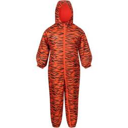 Regatta Kid's Printed Splat II Waterproof Puddle Suit - Blaze Orange Tiger