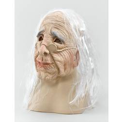 Bristol Novelty Unisex Old Woman Head Mask With Hair And Glasses (One Size) (Beige/White)