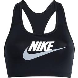 Nike Dri-FIT Swoosh Medium-Support 1-Piece Pad Graphic Sports Bra - Black/White/Particle Grey