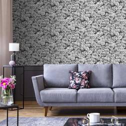 Muriva Rosalee Wallpaper, Grey