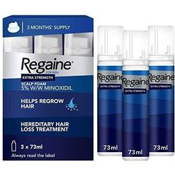 Regaine for Men Extra Strength Scalp Foam 5% W/W Minoxidil 73ml 3pcs