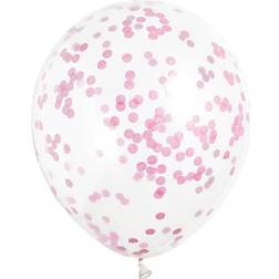 Unique Party 58107 12" Hot Pink Confetti Balloons, Pack of 6
