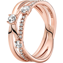 Pandora Sparkling Triple Band Ring - Rose Gold/Transparent