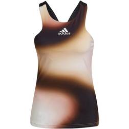adidas Melbourne Tennis Printed Y-Tank Top Women - Black/Sandy Beige Met/White