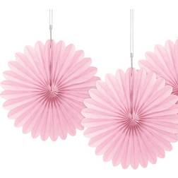 Unique Party 63250 Mini Baby Pink Tissue Paper Fan Decorations, Pack of 3
