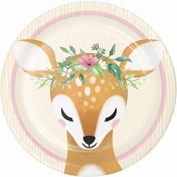 Creative Converting PC350479 Deer Little One Dessert Plates I Pink I Paper I 8 Pcs