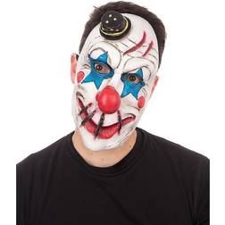 Bristol Novelty Unisex Adults Top Hat Horror Clown Face Halloween Mask (One Size) (White/Blue/Red)