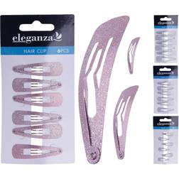 Eleganza Hair Clip Pink Glitter 6cm