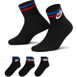 Nike Essential Ankle Socks 3-pack - Black/White/Game Royal/University Red