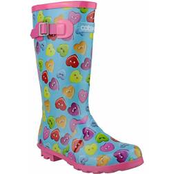 Cotswold Childrens Button Heart Wellies - Blue/Multi-coloured