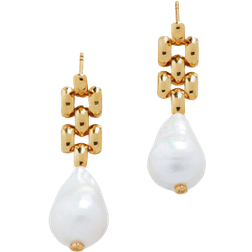 Monica Vinader Doina Baroque Earrings - Gold/Pearl