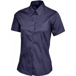 Uneek Ladies Pinpoint Oxford Half Sleeve Shirt - Navy