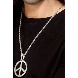 Smiffys 60's Peace Sign Hippie Medallion Silver