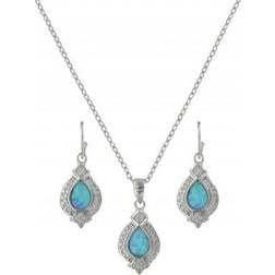 Montana Silversmiths Royal Cluster Drop Jewelry Set - Silver/Opal/Transparent