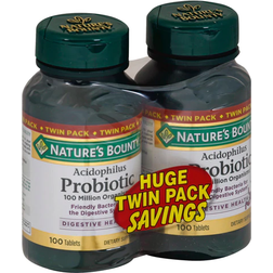 Nature's Bounty Acidophilus Probiotic 100 Tablets Twin Pack 100 million 200 Tablets