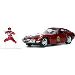 Jada Mighty Morphin Power Rangers Toyota 2000 GT 1:32 Scale Die-Cast Metal Vehicle with Red Ranger Nano Figure