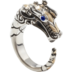 John Hardy Legends Naga Open Band Ring - Silver/Gold/Blue