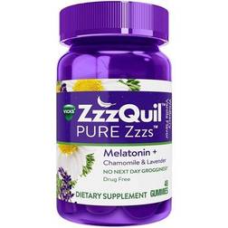 Vicks ZzzQuil Pure Zzzs Melatonin with Chamomile & Lavender Sleep-Aid Gummies Wildberry Vanilla 48 Gummies