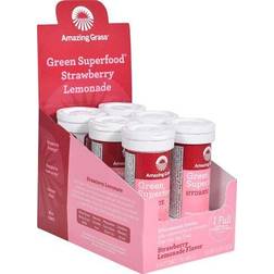 Amazing Grass Green Superfood Hydrate Effervescent Greens Strawberry Lemonade 6 Tubes 10 Tablets Each