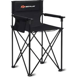Costway Folding Camping Chair Heavy Duty Steel Picnic Seat w/Armrest Cup Holder Side