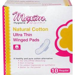 Maxim Hygiene Products Natural Cotton Ultra Thin Winged Pads Regular 10 Pads